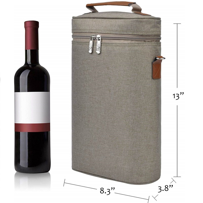 SGC32 vlastní izolovaná tote víno víno piknik taška velkoobchod cestovní polstrovaná rukojeť víno taška 2 láhev s nastavitelným ramenní popruh