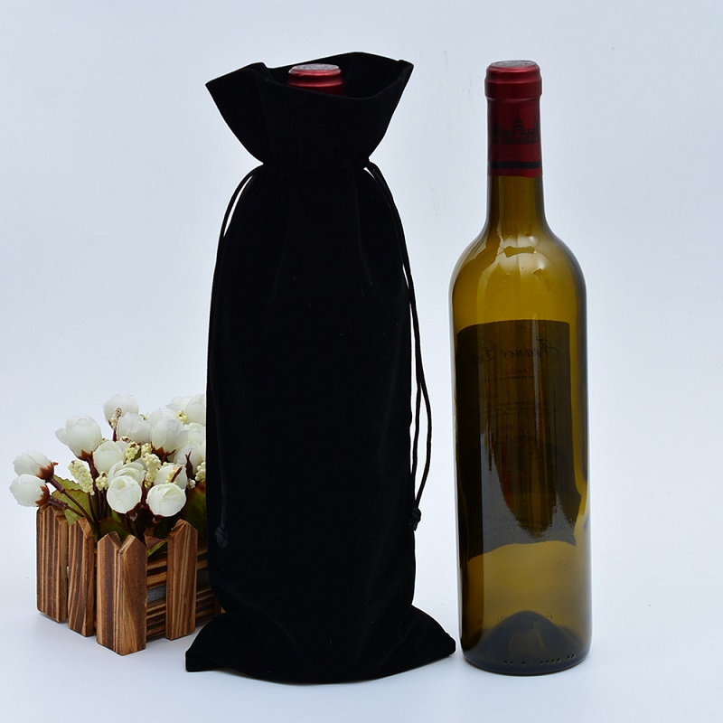 SSS54 Vlastní samet Pouch Wine Bottle Protector Carrier Balík Šampaňské láhev zahrnuje Velkoobchod