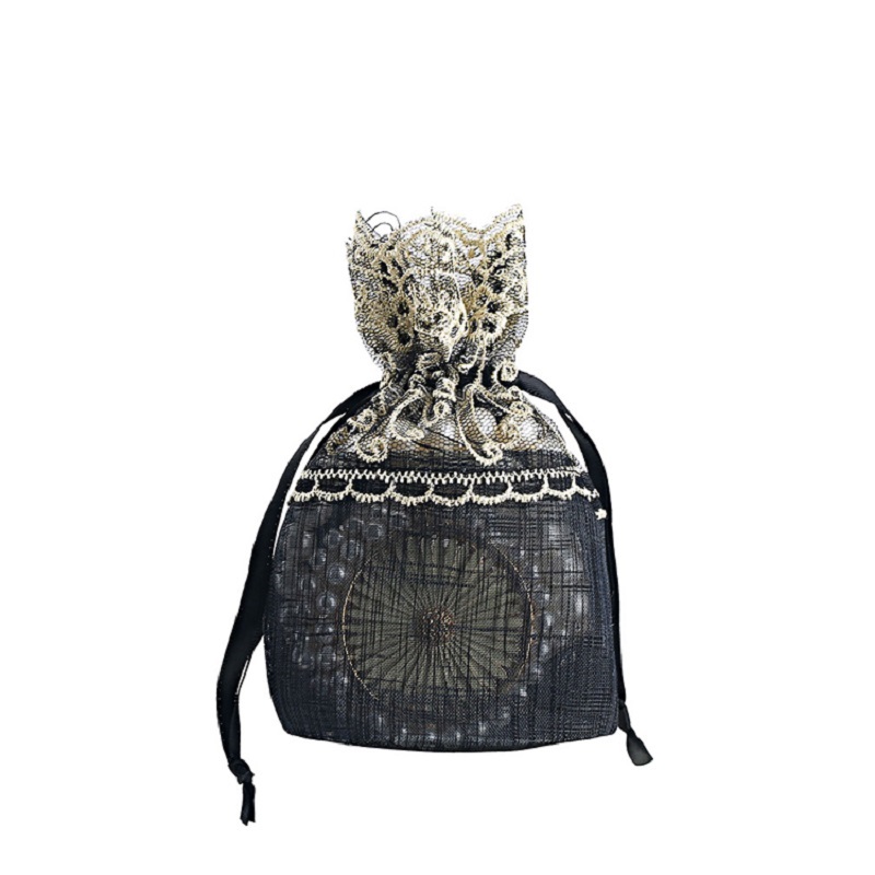 SGS58 Black Organza Pouch pro šperky Cosmetic Propagační balicí taška Dárková stahovací taška Organza Bag